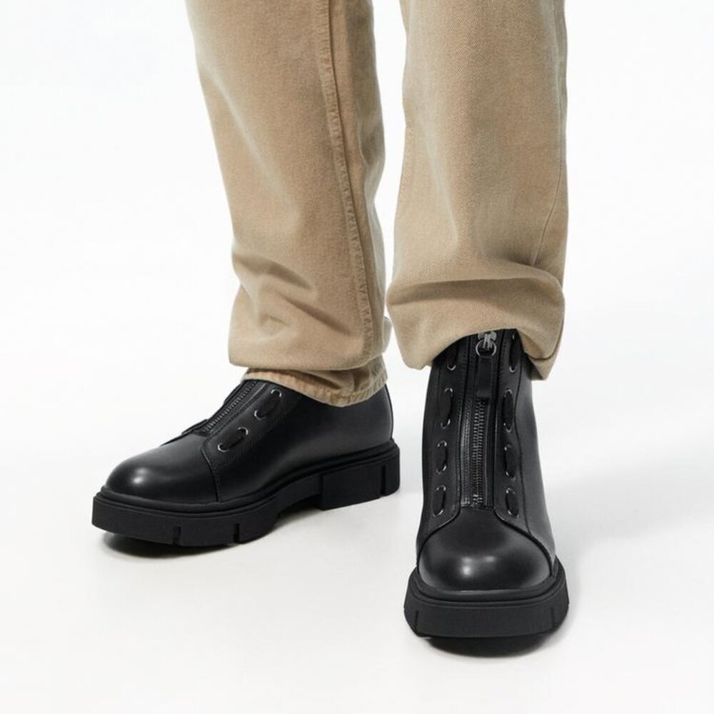 Zara Front Zip Chunky Ankle Boots